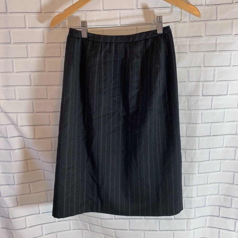 Armani Collezioni Black Stripe Kick Pleat Skirt